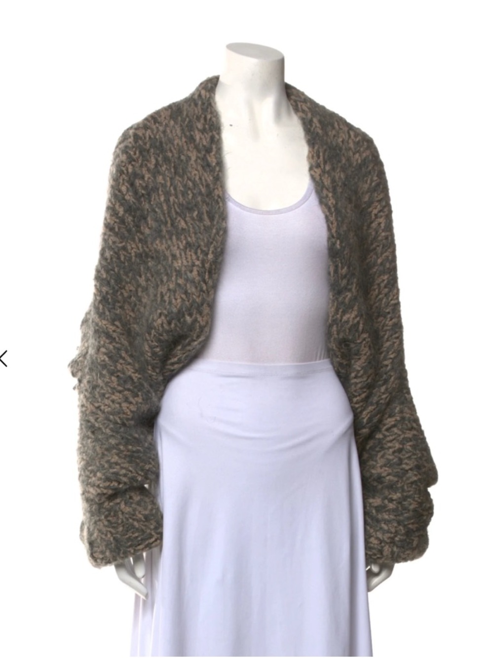 Donna Karan Taupe and Mocha Marled Open-Front Shrug